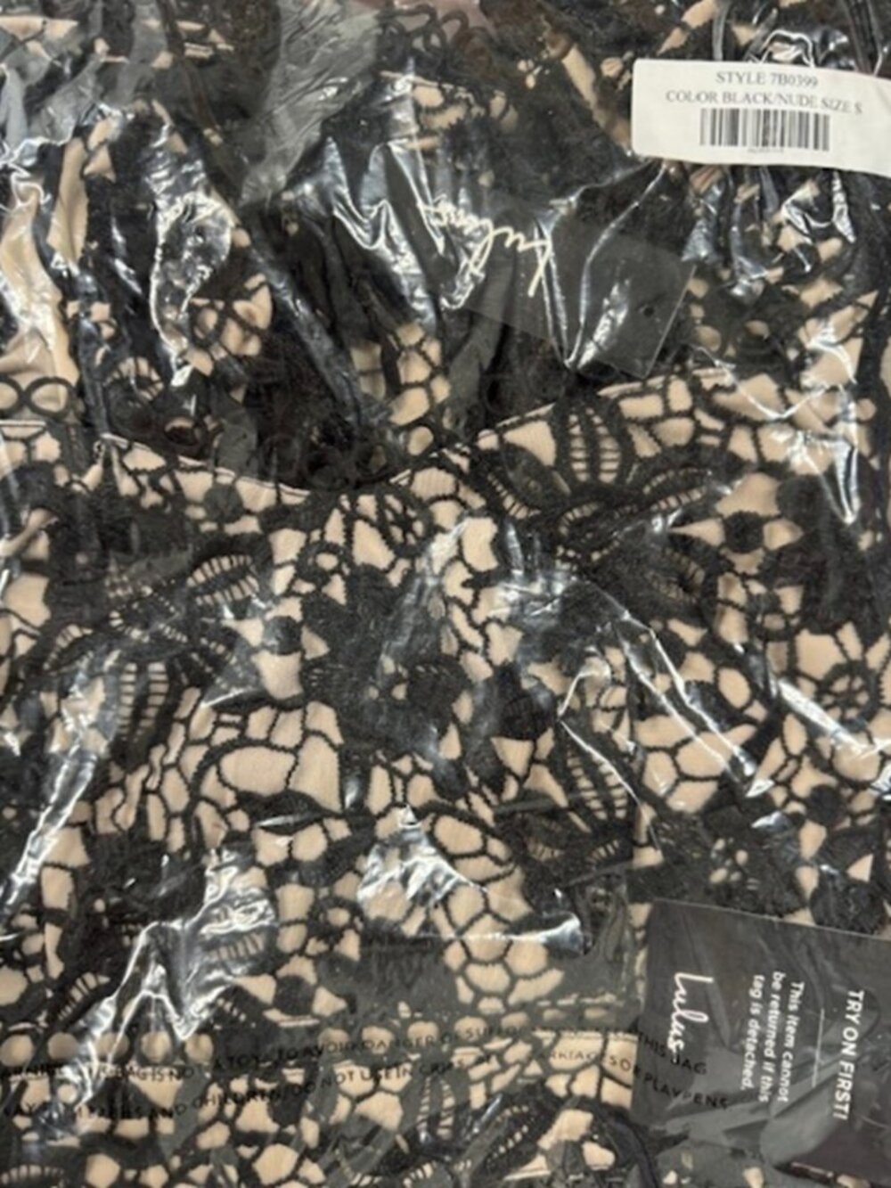 NWT Lulus Let Me Mesmerize You Black Crochet Lace Puff Sleeve Romper (size S) - Picture 8 of 11